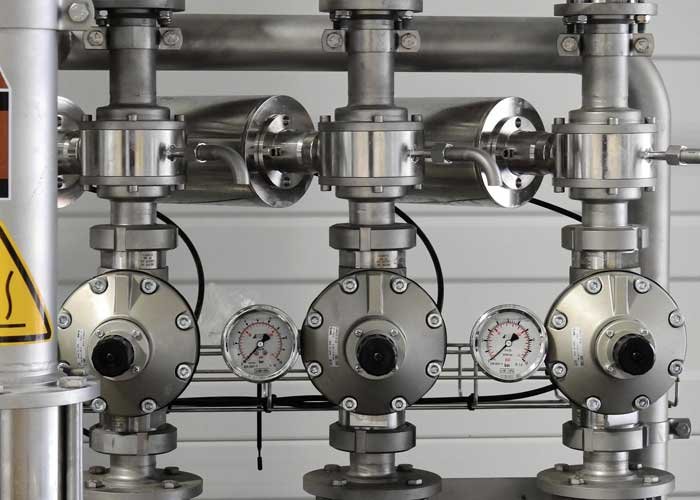 Mechanical piping, valves and system connections in a utility area